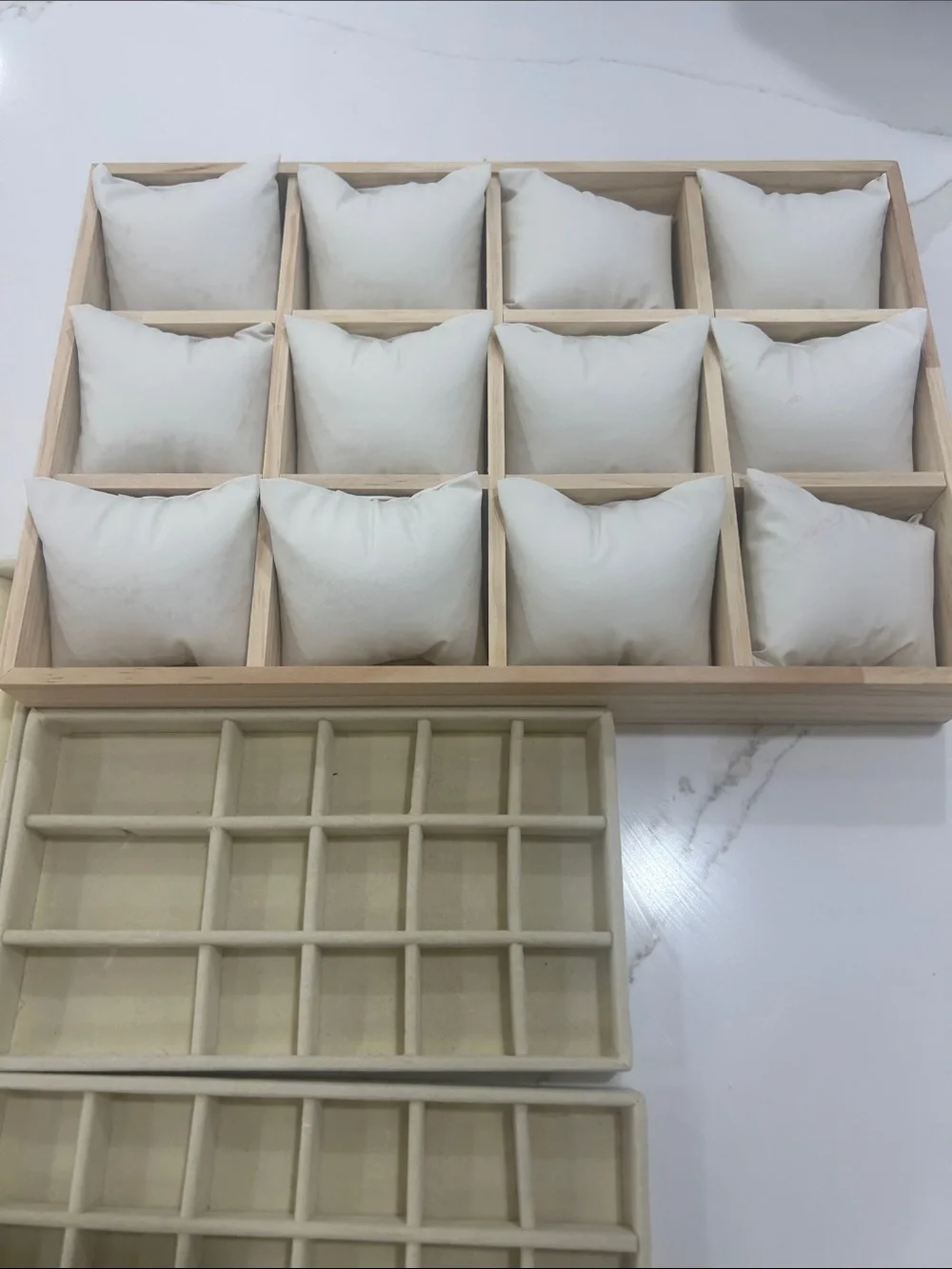 Neutral Cream and Natural Wood Jewelry Organizer Set by